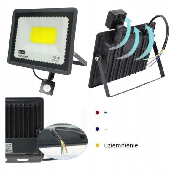 lampa zewnętrzna elewacyjna  halogen naświetlacz led dom ogród czujnik ruchu 4