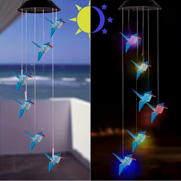 Girlanda solarna LED Żuraw Origami – nastrojowe światło zewnętrzne