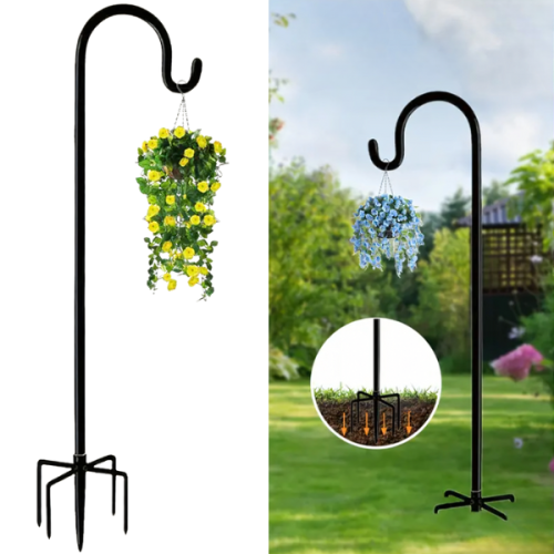 Metalowy hak ogrodowy – stojak do lamp solarnych i dekoracji