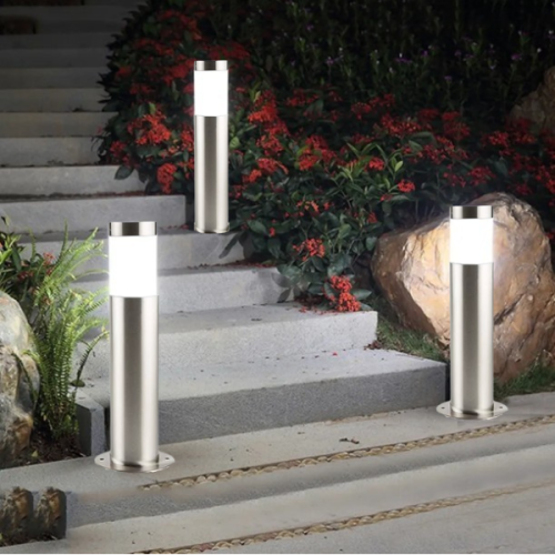 Lampa zewnętrzna słupek 45 cm stal nierdzewna – zimne oświetlenie przy schodach ogrodowych