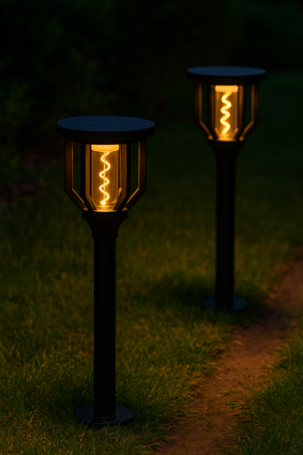 Zewnętrzna lampa solarna ogrodowa 79 cm – słupki oświetlające ścieżkę nocą