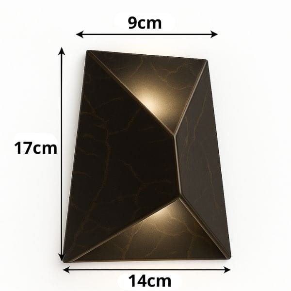 Kinkiet LED 10W IP65 czarny – rysunek techniczny z wymiarami lampy