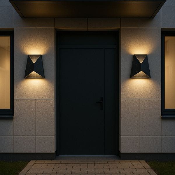 Nowoczesne kinkiety LED 10W na fasadzie – aranżacja oświetlenia wejścia