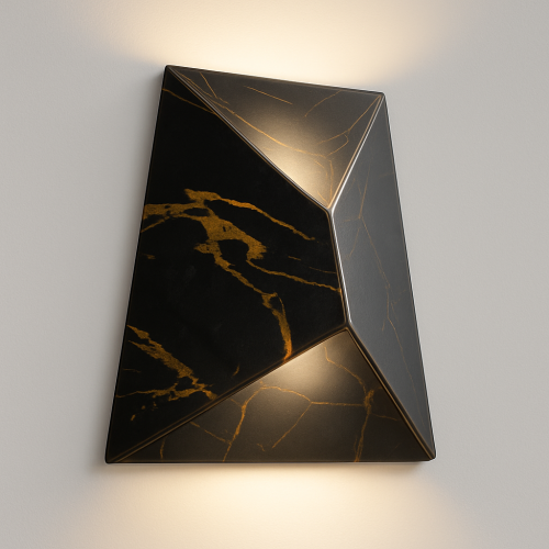 Kinkiet elewacyjny LED 10W czarny – widok pod kątem z emisją światła w górę i dół