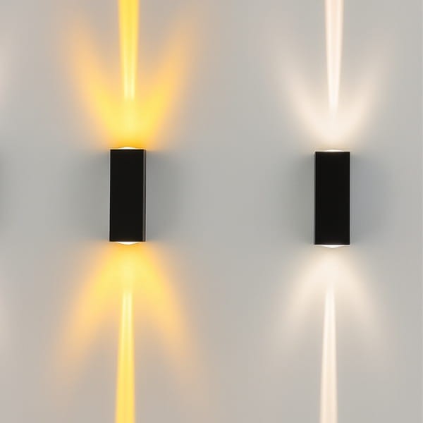 Minimalistyczny aluminiowy kinkiet elewacyjny LED 6W zamontowany na ścianie