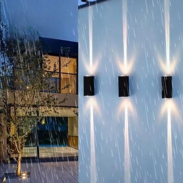 Aluminiowy kinkiet LED 6W świecący w dół i w górę na ścianie zewnętrznej