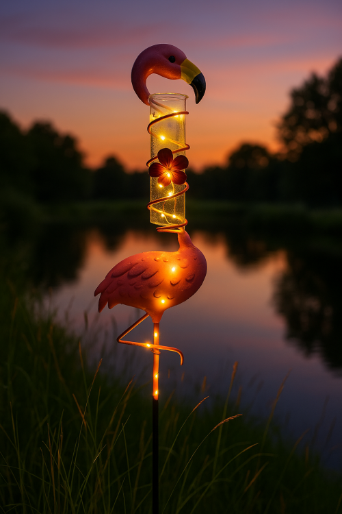 Oświetlenie ogrodowe LED nocą – kolorowe lampy solarne