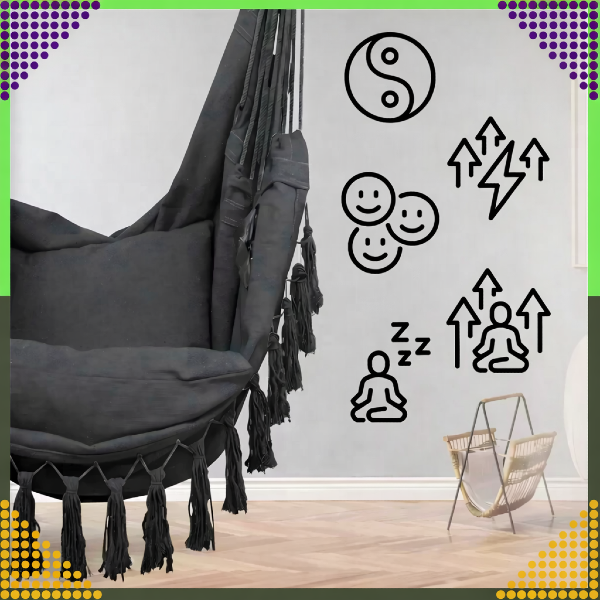 Fotel w aranżacji wnętrza Stylowy fotel wiszący idealny do relaksu, medytacji i odpoczynku w domowej przestrzeni.