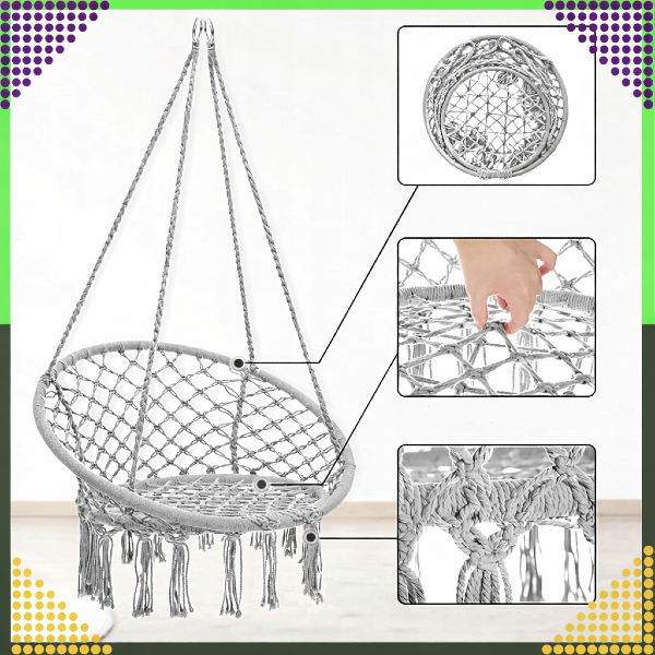 Detale wykonania Zbliżenia na solidny splot, wytrzymałe liny oraz estetyczne wykończenie.