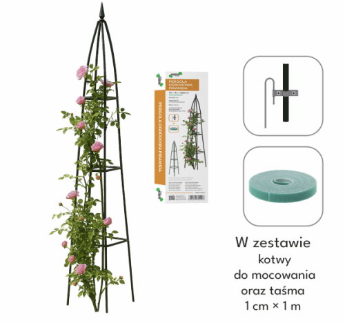 Zestaw z akcesoriami Pergola z kotwami montażowymi oraz taśmą mocującą w komplecie.