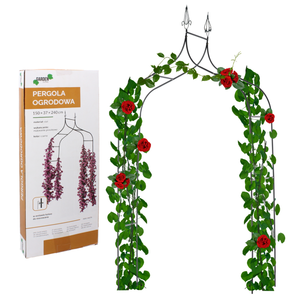 Pergola z różami Elegancki łuk ogrodowy z kwiatową aranżacją – idealny do ogrodu.