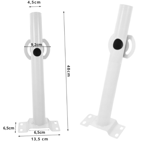 Stalowy uchwyt do lampy LED i panelu solarnego – montaż ścienny.png