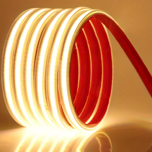 Elastyczna taśma COB 230V emitująca ciągłą linię światła – nowoczesne oświetlenie LED do domu, ogrodu i zastosowań komercyjnych.