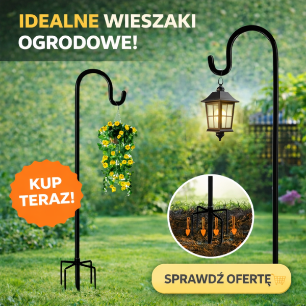 Wieszak Wbijany na Lampiony Kwiaty i Karmniki Dekoracja Ogrodu 160 cm