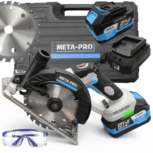 Akumulatorowa pilarka tarczowa 21V 1000W z tarczą 150 mm – nowoczesne narzędzie do precyzyjnego cięcia drewna, wyposażone w silnik bezszczotkowy i ergonomiczną rękojeść.