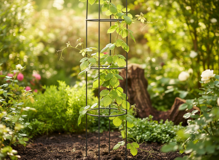 Metalowa pergola ogrodowa 40x40x190 cm z kotwami – stabilna podpórka do roślin, doskonała do róż, bluszczu i innych pnączy..png