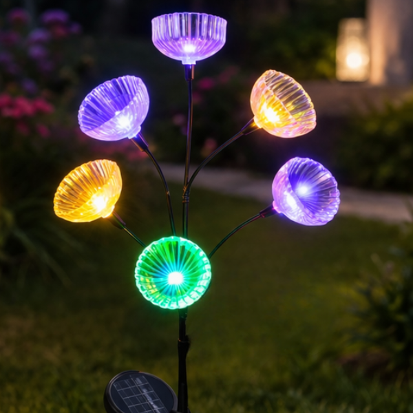 Nowoczesne lampy solarne do ogrodu – meduza LED 6 kwiatów, dekoracyjne światło ciepłe, idealne na taras i ogród.png