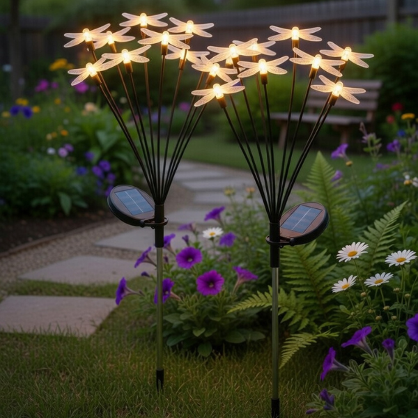 Ogrodowa lampka solarna LED z ważkami, 10 źródeł światła, wodoodporna dekoracja zewnętrzna, nowoczesny design..png