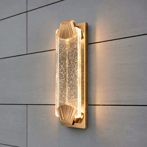 Stylowa lampa LED na ścianę, zapewniająca przyjemne i równomierne oświetlenie wokół budynku.png