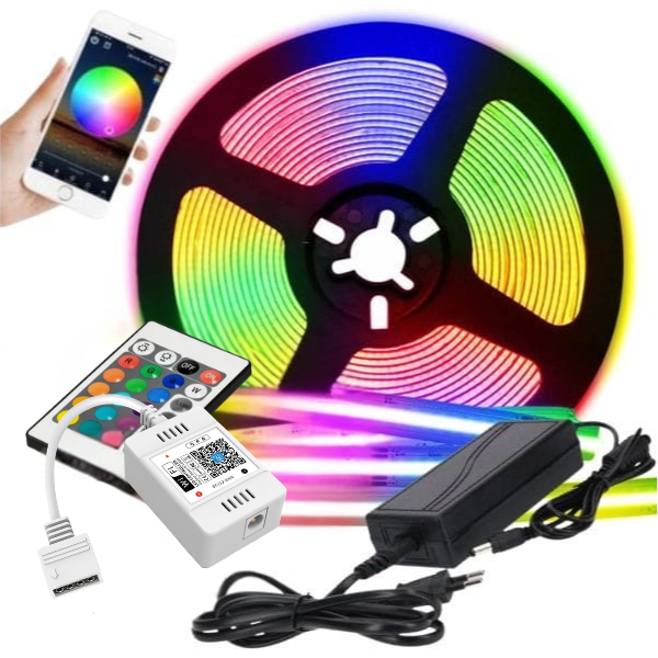 5m Taśma Led COB RGB 576Ledm 60W 24V IP20 Pilot Aplikacja WIFI Zasilacz.png