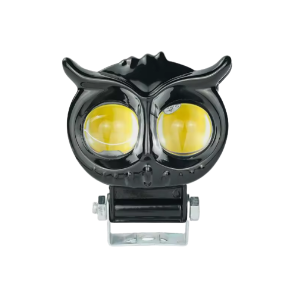 Okrągła lampa robocza LED owl style z metalowym uchwytem montażowym.png