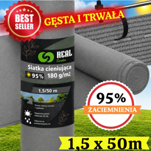 Siatka cieniująca 1,5 × 50 m 180 g/m² z filtrem UV zapewnia skuteczną ochronę prywatności oraz ogranicza nasłonecznienie posesji. Trwały materiał odporny na warunki atmosferyczne sprawdzi się na ogrodzeniach panelowych, siatkowych i działkach.