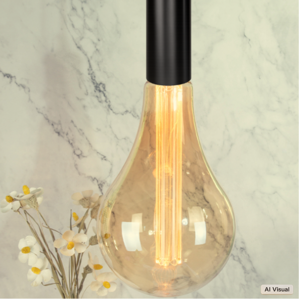 Duża żarówka dekoracyjna LED Amber Filament E27 – idealna do otwartych opraw, kawiarni, hoteli i nowoczesnych aranżacji.
