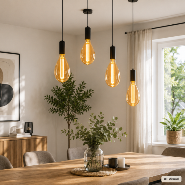 Lampa wisząca z żarówką LED Filament Amber 3,5W – eleganckie oświetlenie dekoracyjne do domu, restauracji, kawiarni i hotelu.