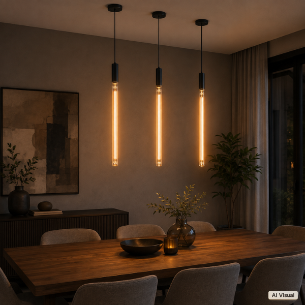 Dekoracyjne lampy wiszące LED Filament XXL – aranżacja loftowa do kuchni, salonu i jadalni