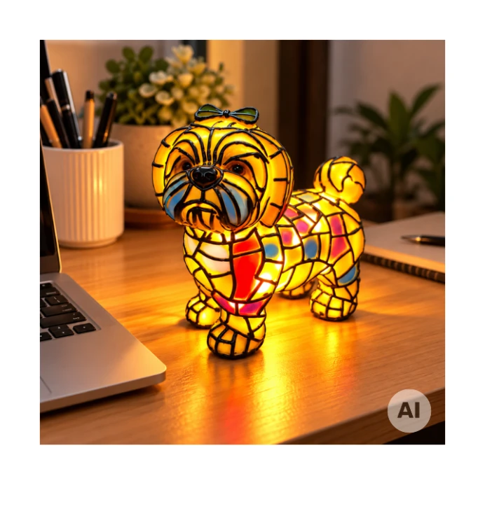 Kolorowa lampka dekoracyjna piesek Shih Tzu na białym tle.png