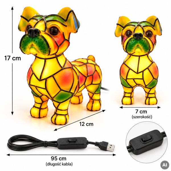 Lampka dekoracyjna piesek 17 x 12 x 7 cm – przewód USB z włącznikiem 95 cm.png