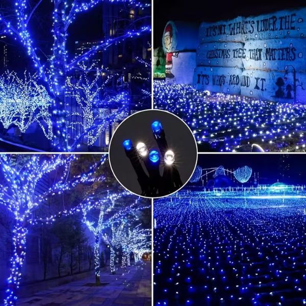 Niebieskie lampki choinkowe 500led 35m z flash