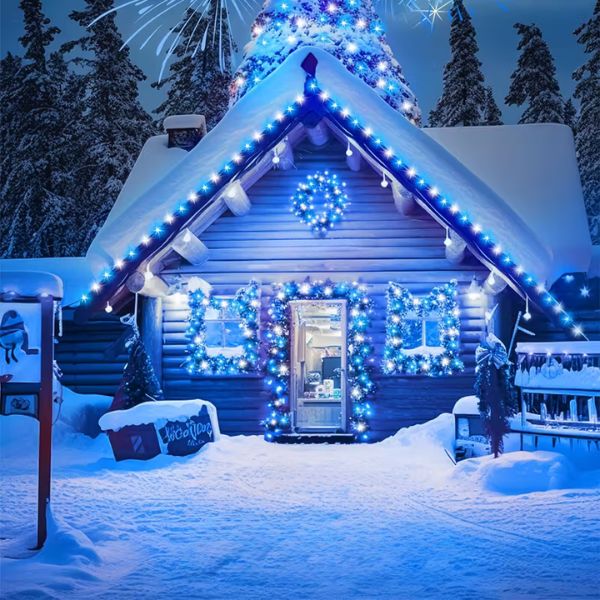 Niebieskie lampki choinkowe 500led 35m z flash 1
