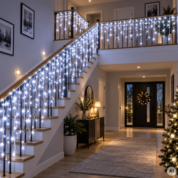 Kurtyna LED sople 500 LED biała zimna 23,8 m do domu i ogrodu