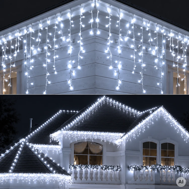 Kurtyna świąteczna LED 1000 LED 45 m biała zimna