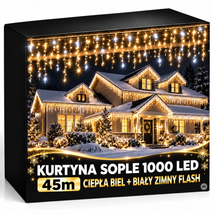 Świąteczna kurtyna sopli LED 1000 światełek.png