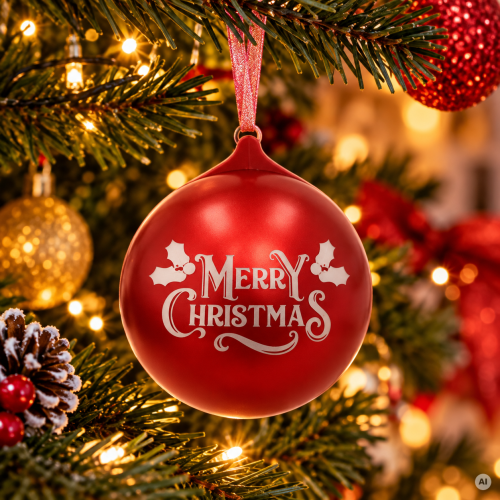 Czerwona bombka choinkowa LED z głośnikiem Bluetooth, ozdoba świąteczna Merry Christmas zawieszona na choince