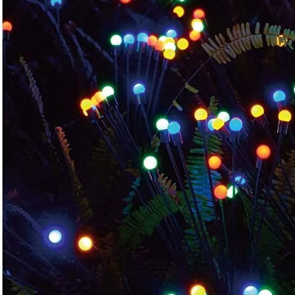 Lampy solarne LED kulki multikolor – nocą