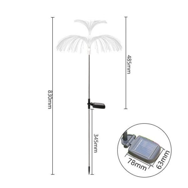 Lampa ogrodowa solarna PIÓROPUSZ – elementy zestawu
