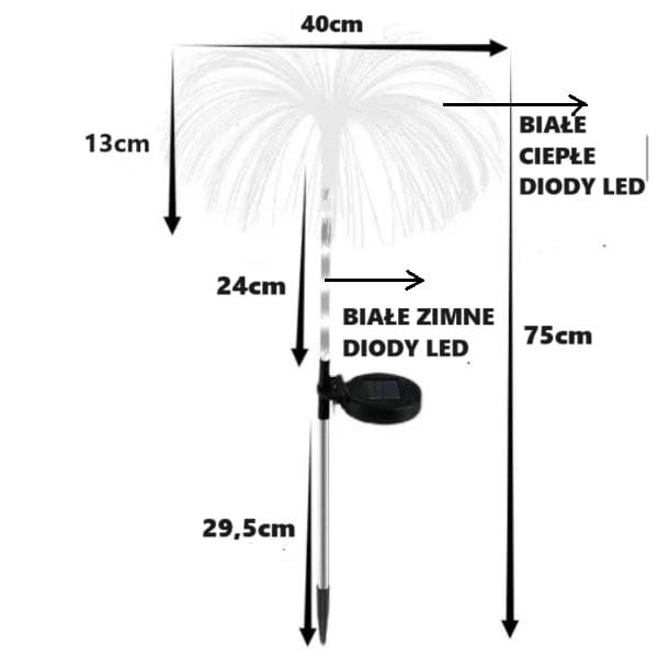 Lampa ogrodowa solarna MEDUZA – wymiary produktu