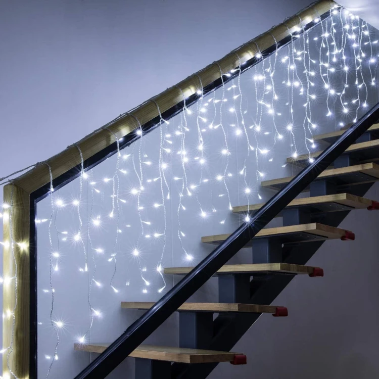 Kurtyna świetlna LED 45 m sople 30 40 50 cm biała zimna FLASH