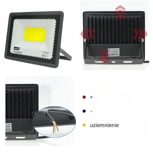 Halogen Lampa naświetlacz Led czujnik ruchu dom ogród warsztat budowa 50w 5